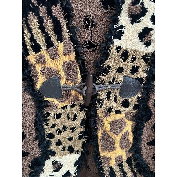 DESIGN OPTIONS BY PHILIP & JANE GORDON Fringe Terry Leopard Sweater Cardigan - Picture 4 of 10